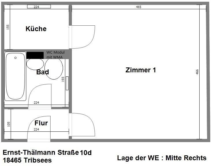 Etagenwohnung Tribsees - 1 Zimmer, 32 m&sup2;, 190&euro; | Angebot:26193427
