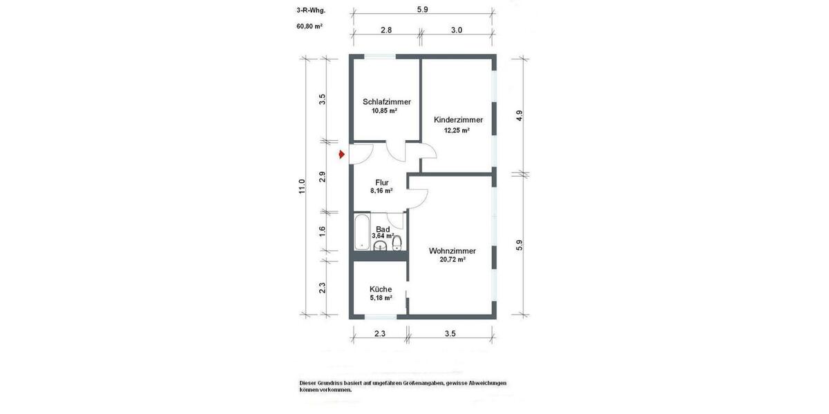 Etagenwohnung Coswig - 3 Zimmer, 62 m&sup2;, 462&euro; | Angebot:26212122