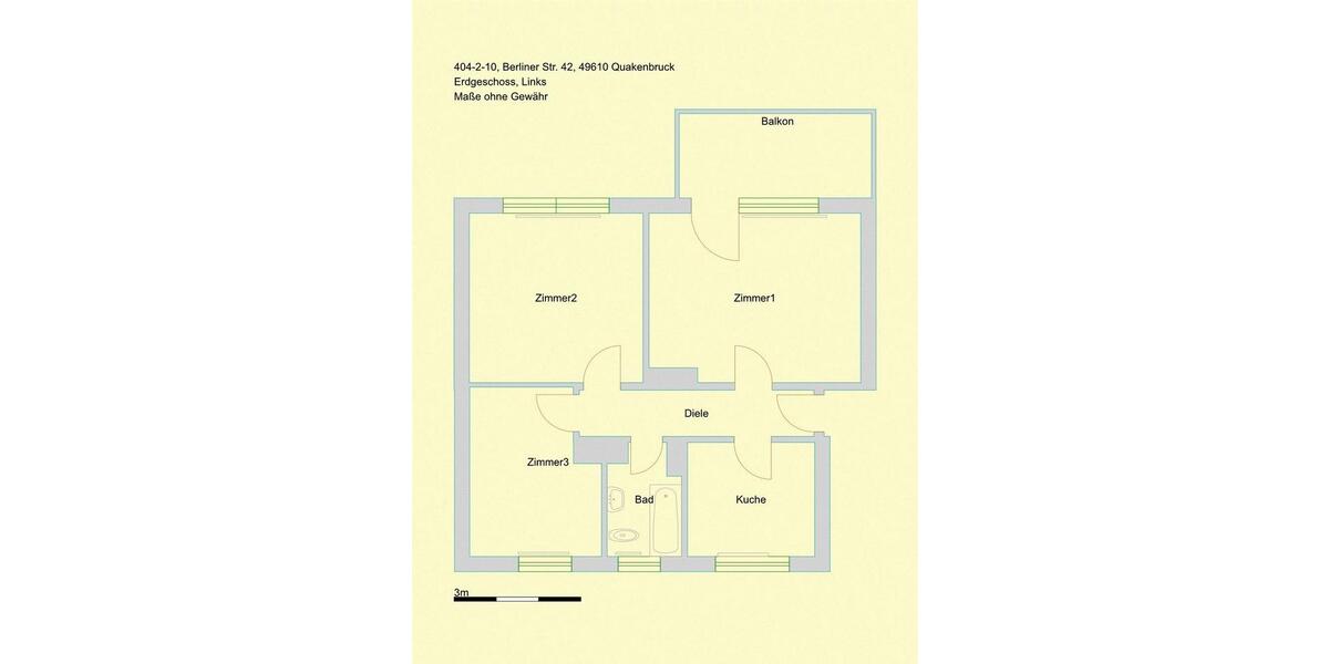 Etagenwohnung Quakenbrück - 3 Zimmer, 65 m&sup2;, 452&euro; | Angebot:24689294