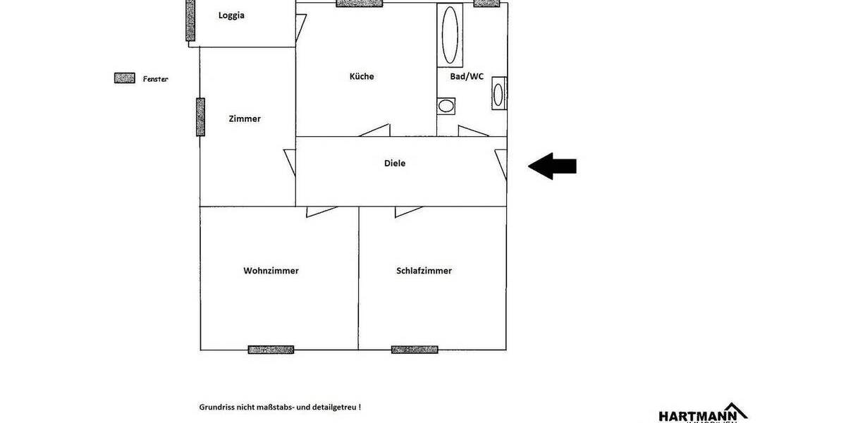 Etagenwohnung Rudolstadt West - 3 Zimmer, 54 m&sup2;, 390&euro; | Angebot:26064018