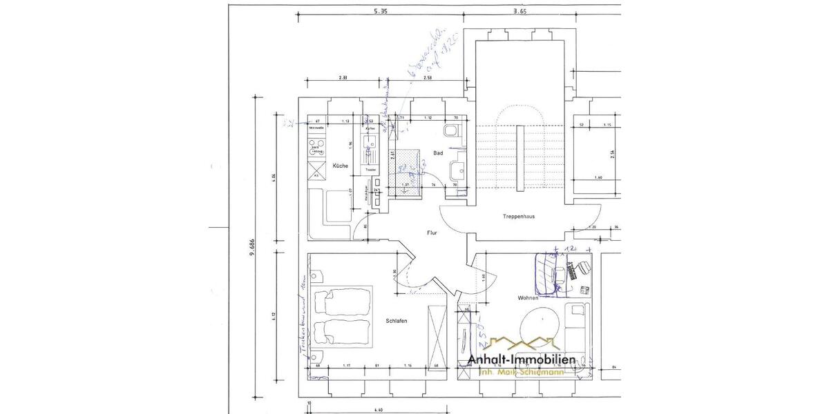 Erdgeschoßwohnung Bitterfeld-Wolfen Bitterfeld - 2 Zimmer, 56 m&sup2;, 392&euro; | Angebot:25589743