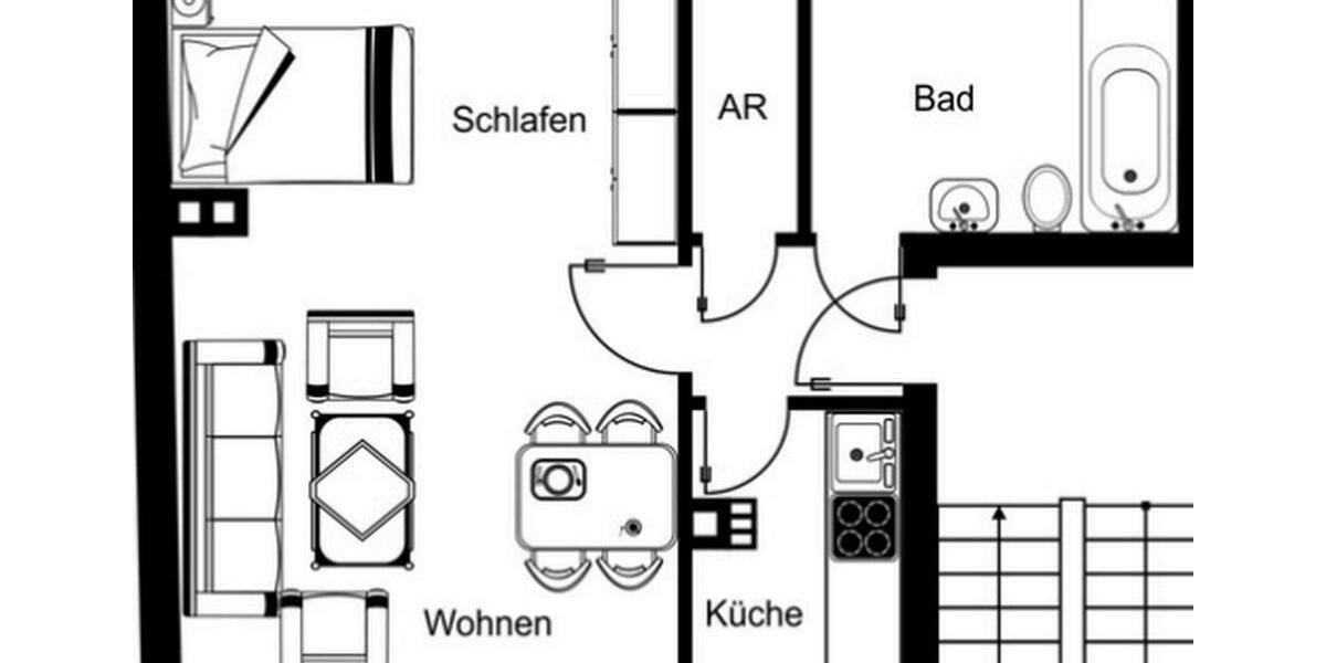 Dachgeschoßwohnung Essen Stadtbezirk VI - 1 Zimmer, 36 m&sup2;, 390&euro; | Angebot:25102146