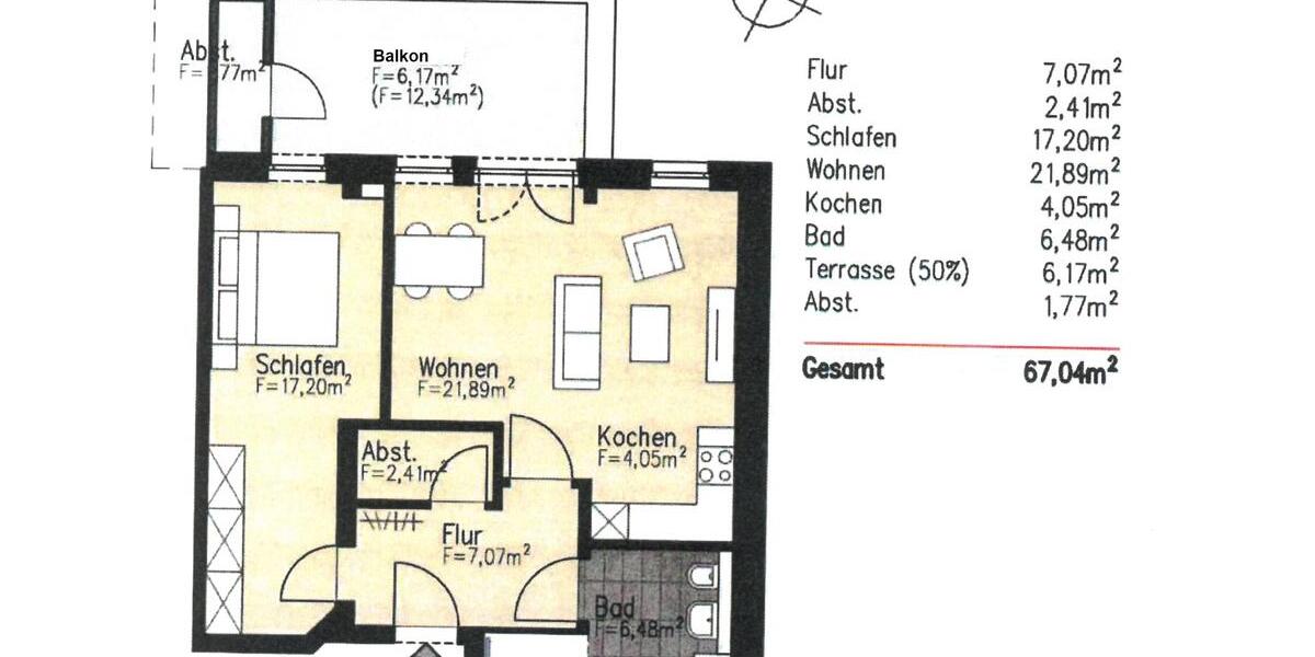 Etagenwohnung Twistringen - 2 Zimmer, 67 m&sup2;, 805&euro; | Angebot:26196677