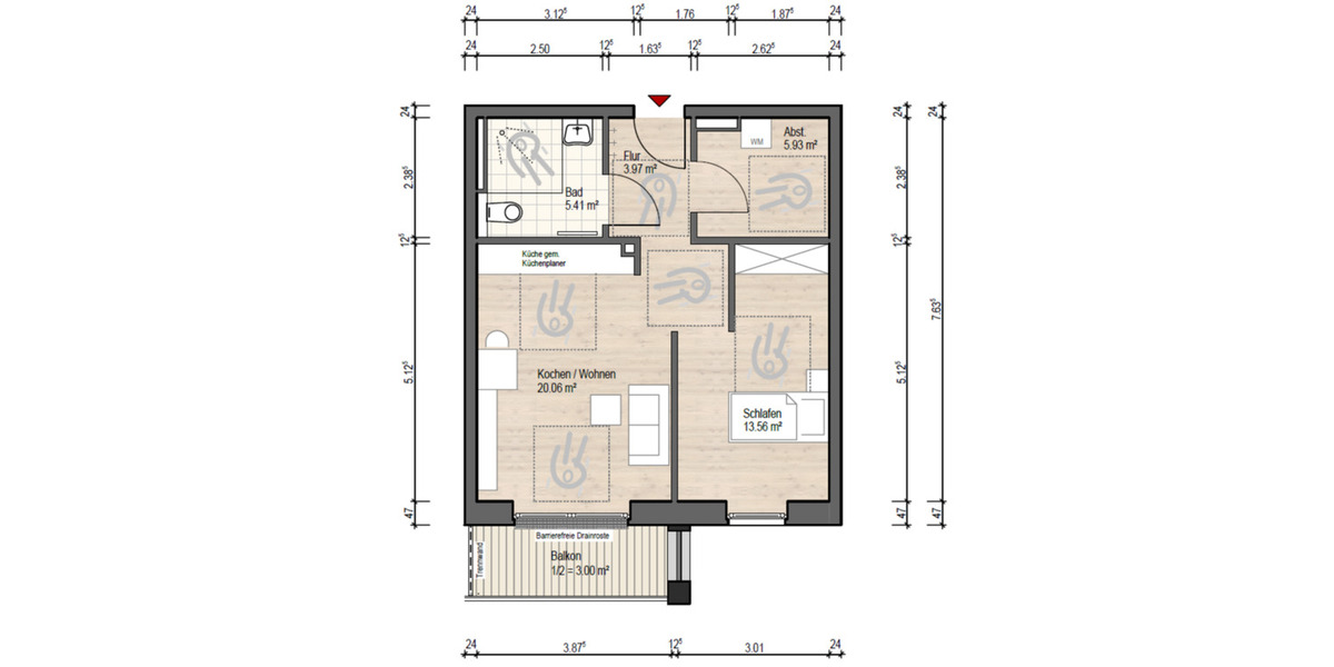 Etagenwohnung Stade Bützfleth - 2 Zimmer, 55 m&sup2;, 570&euro; | Angebot:25882041