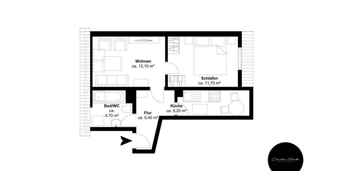 Etagenwohnung Altenburg Nord - 2 Zimmer, 38 m&sup2;, 250&euro; | Angebot:26787218