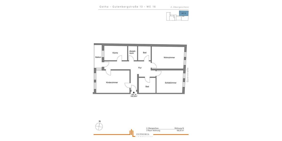 Etagenwohnung Gotha - 3 Zimmer, 107 m&sup2;, 920&euro; | Angebot:26763650