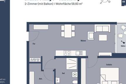 Wohnung Jade - 2 Zimmer, 60 m&sup2;, 435&euro; | Angebot:26757056