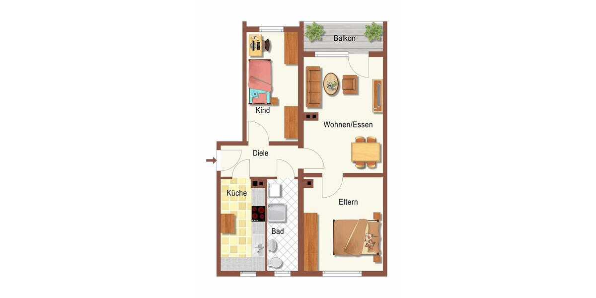 Etagenwohnung Sehmatal - 3 Zimmer, 62 m&sup2;, 373&euro; | Angebot:26008294