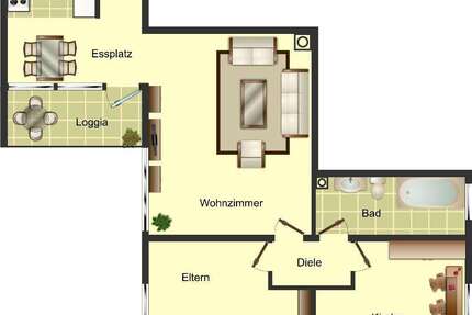 Wohnung Düsseldorf Garath - 3 Zimmer, 75 m&sup2;, 829&euro; | Angebot:27007402