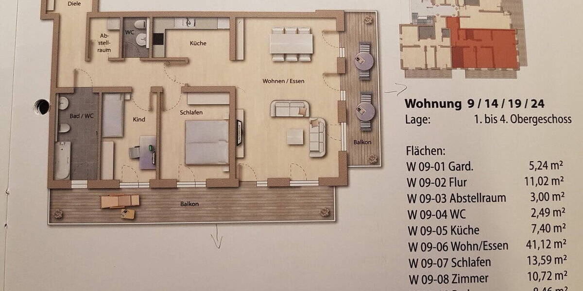 Etagenwohnung Bad Kissingen Winkels - 3 Zimmer, 112 m&sup2;, 1.050&euro; | Angebot:26527762