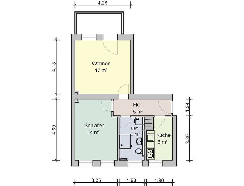 Top-sanierte 2-Raum-Wohnung in schöner Lage