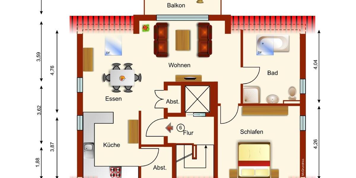 Dachgeschoßwohnung Hoffeld - 2 Zimmer, 95 m&sup2;, 750&euro; | Angebot:26560334