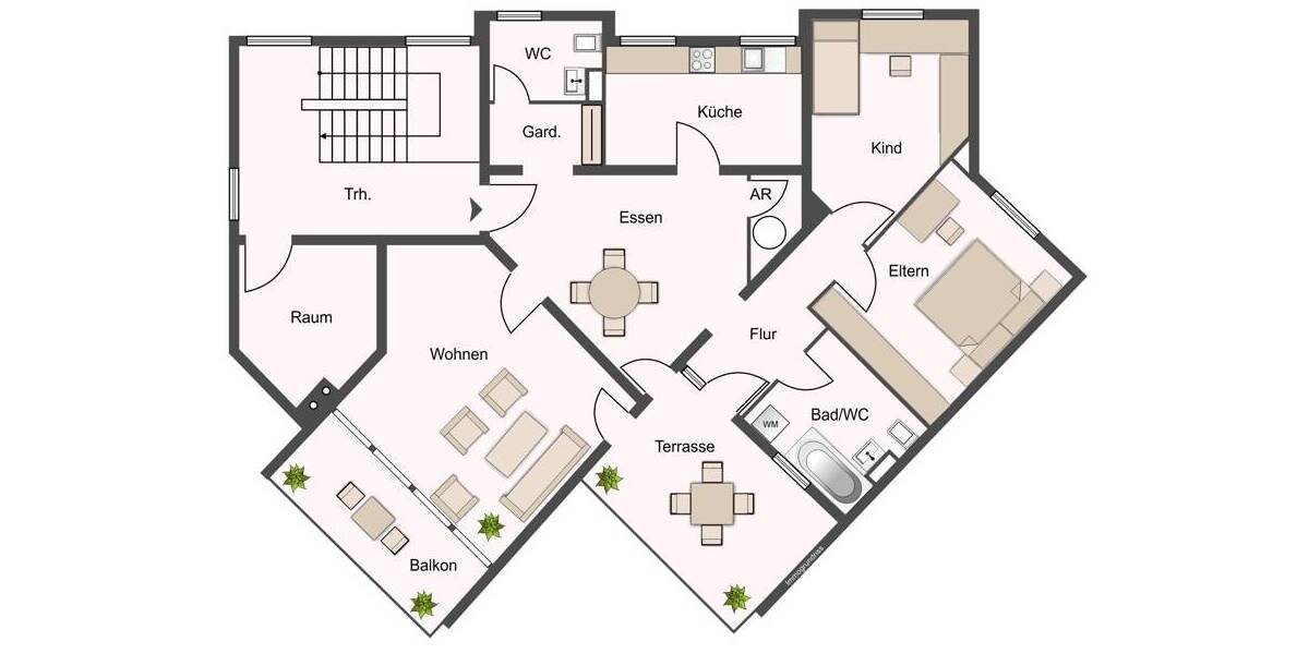Etagenwohnung Landshut West - 4 Zimmer, 100 m&sup2;, 1.200&euro; | Angebot:26542811