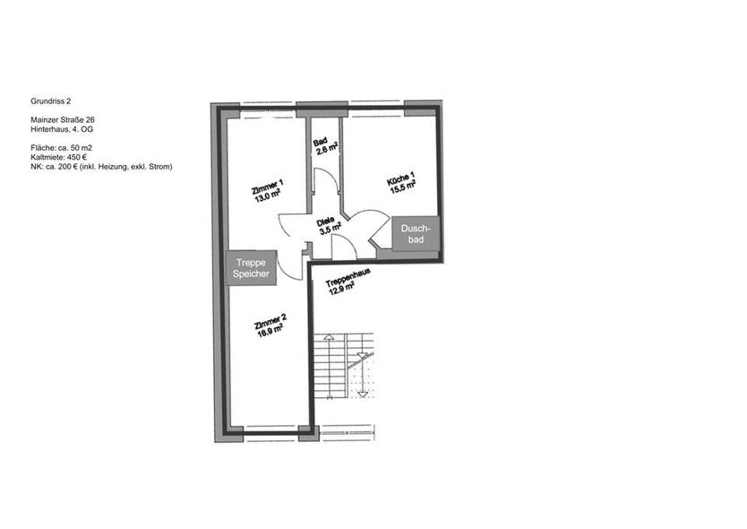 Gemütliche Mietwohnung Saarbrücken, 2 Zi, 50m²