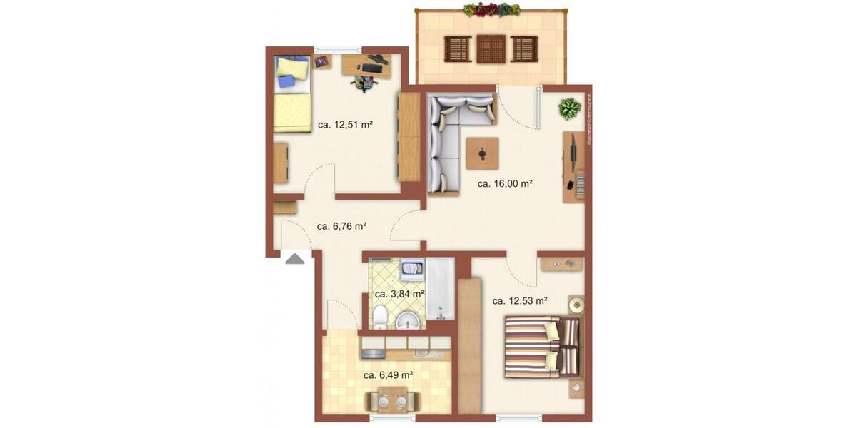 Erdgeschoßwohnung Meuselwitz - 3 Zimmer, 60 m&sup2;, 390&euro; | Angebot:26439299