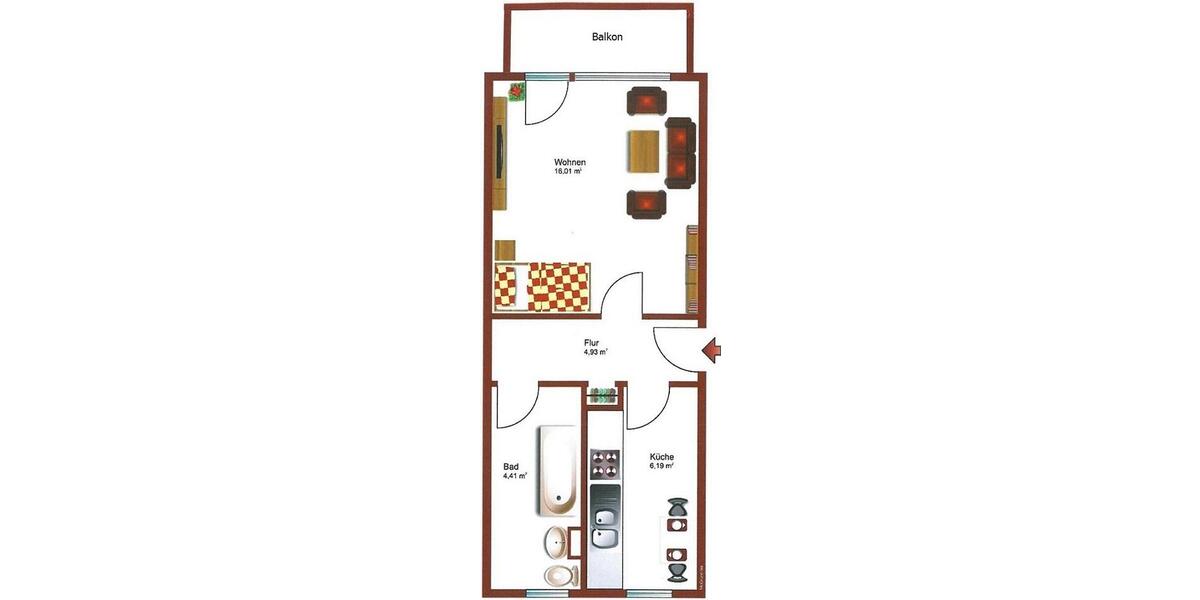Erdgeschoßwohnung Parchim - 1 Zimmer, 35 m&sup2;, 265&euro; | Angebot:26283566