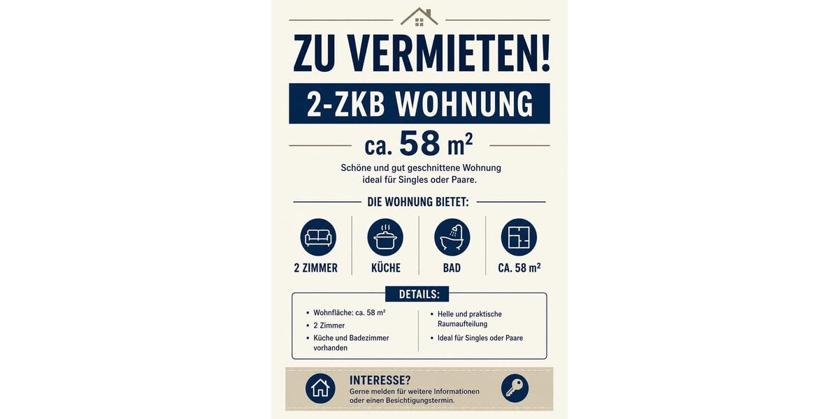 Etagenwohnung Neunkirchen - 2 Zimmer, 58 m&sup2;, 460&euro; | Angebot:26624289