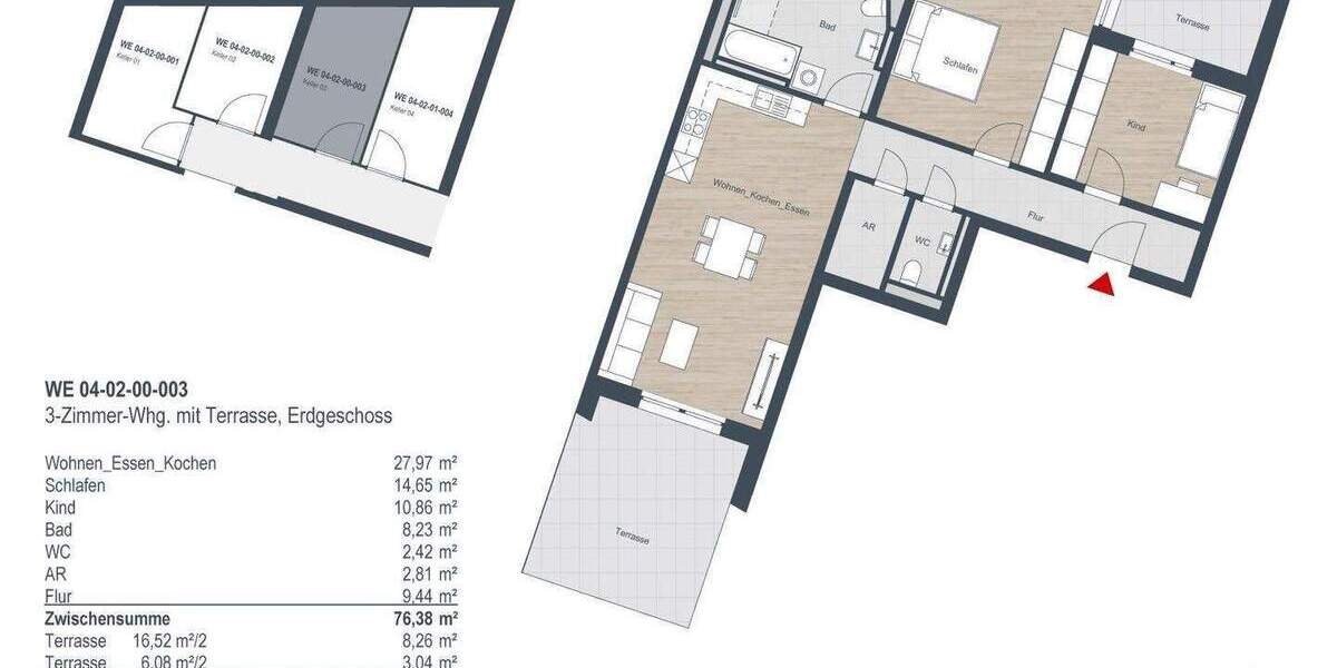Terrassenwohnung Stein Deutenbach - 3 Zimmer, 88 m&sup2;, 1.300&euro; | Angebot:26741238