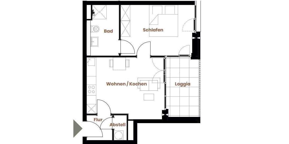 Etagenwohnung Bremen Handelshäfen - 2 Zimmer, 46 m&sup2;, 699&euro; | Angebot:25156074