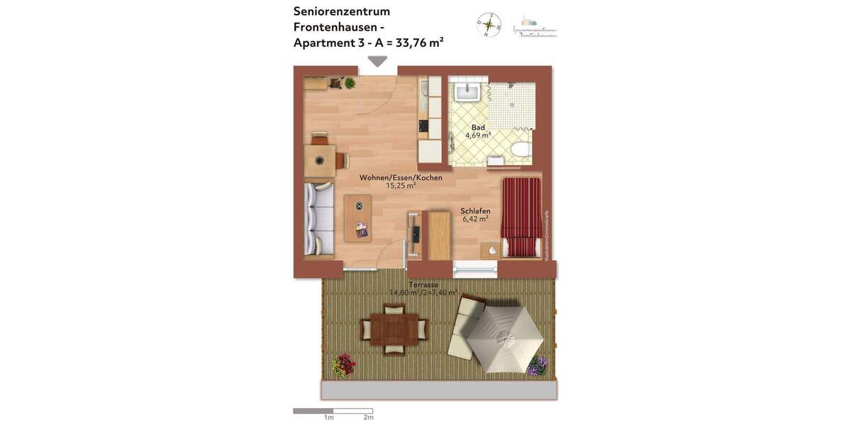 Etagenwohnung Frontenhausen - 2 Zimmer, 30 m&sup2;, 690&euro; | Angebot:26731143