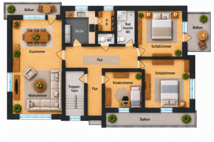 Wohnung Lohr - 5 Zimmer, 140 m&sup2;, 1.000&euro; | Angebot:27569973