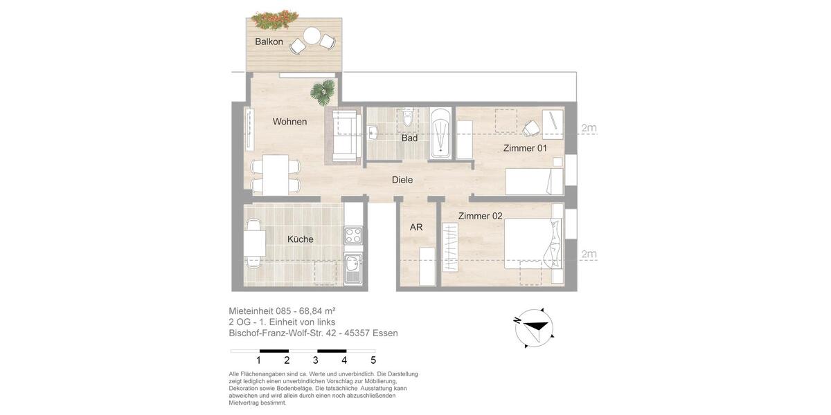 Dachgeschoßwohnung Essen Stadtbezirk IV - 3 Zimmer, 69 m&sup2;, 721&euro; | Angebot:25230747