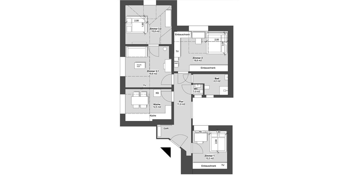 Wohnen auf Zeit Bielefeld - 4 Zimmer, 91 m&sup2;, 2.050&euro; | Angebot:26257884