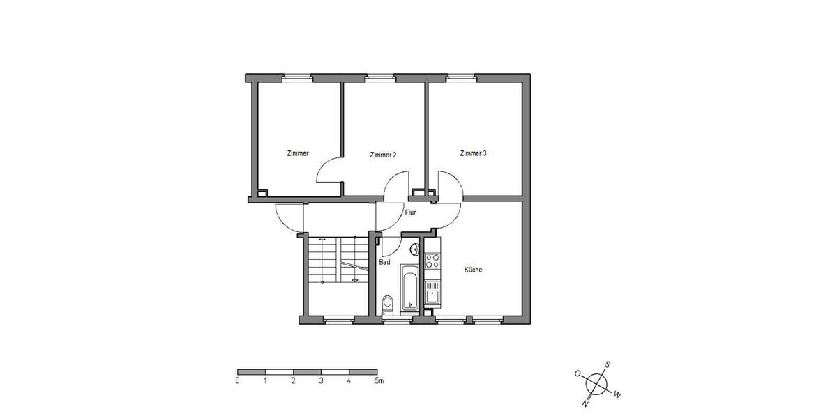 Etagenwohnung Bielefeld Innenstadt - 3 Zimmer, 58 m&sup2;, 366&euro; | Angebot:26807400