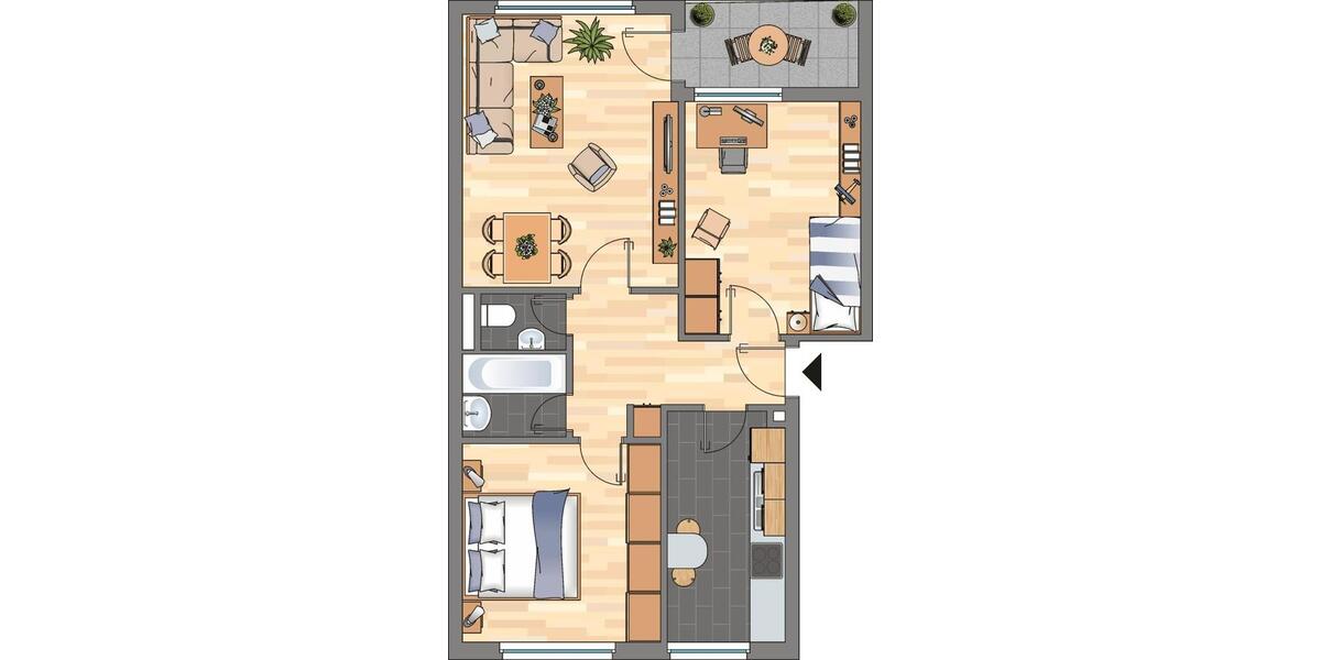 Etagenwohnung Wolfsburg Alt-Wolfsburg - 3 Zimmer, 65 m&sup2;, 582&euro; | Angebot:26652283