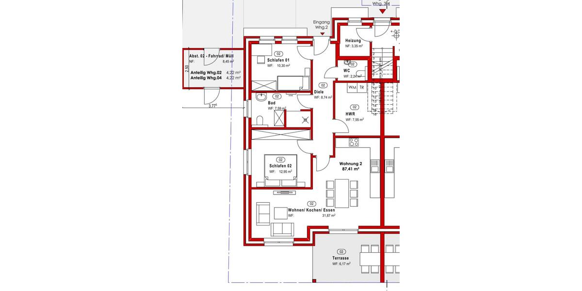 Erdgeschoßwohnung Freren - 3 Zimmer, 88 m&sup2;, 720&euro; | Angebot:24869865