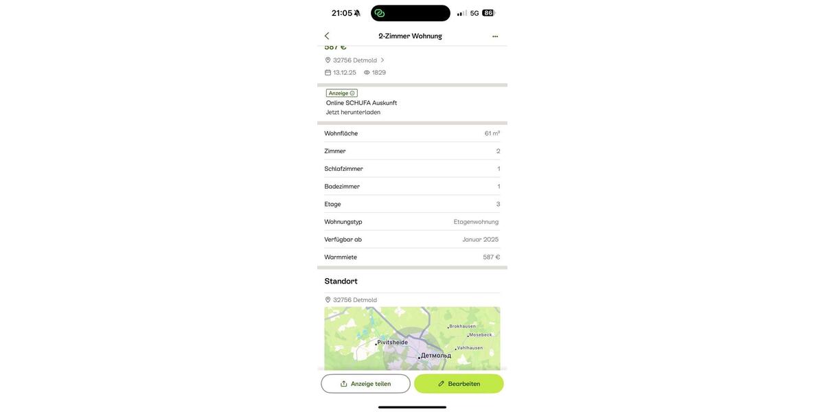 Zwei Zimmer Wohnung ab Sofort zu vermieten 2 zimmer