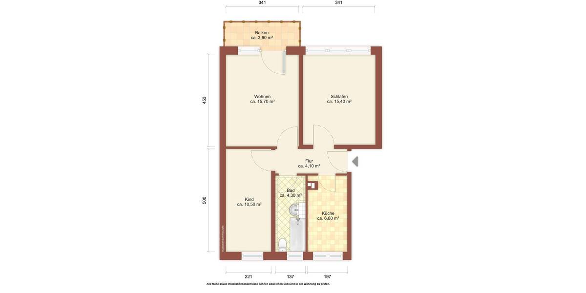 Etagenwohnung Zittau - 3 Zimmer, 59 m&sup2;, 320&euro; | Angebot:25696504