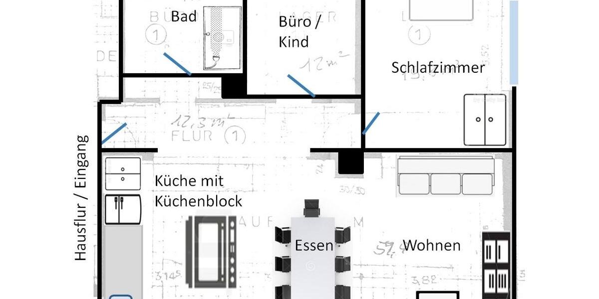 Erdgeschoßwohnung Weinsberg - 3 Zimmer, 100 m&sup2;, 1.240&euro; | Angebot:26122256