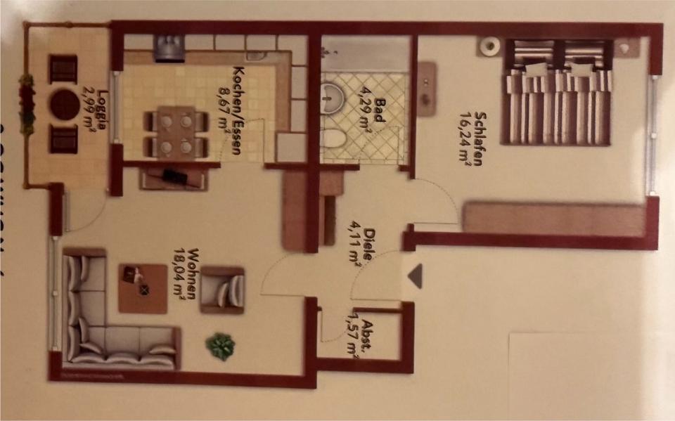 Etagenwohnung Bischofsgrün - 2 Zimmer, 55 m&sup2;, 620&euro; | Angebot:24655900