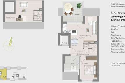 Wohnung zum Mieten in Ludwigsburg-Poppenweiler 1.030 € 64.44 m²
