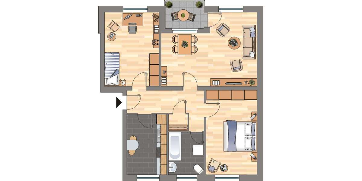 Etagenwohnung Varel - 3 Zimmer, 74 m&sup2;, 599&euro; | Angebot:27201897