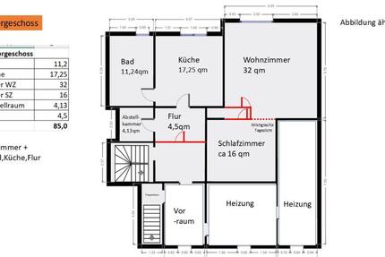 Souterrain Wohnung: 2 Zimmer +Küche, Bad 85qm 600 EUR Kalt 2 zimmer