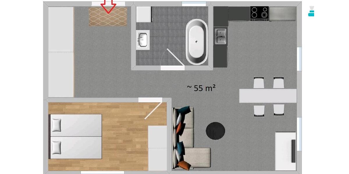 Etagenwohnung Deggendorf - 2 Zimmer, 55 m&sup2;, 600&euro; | Angebot:26664484