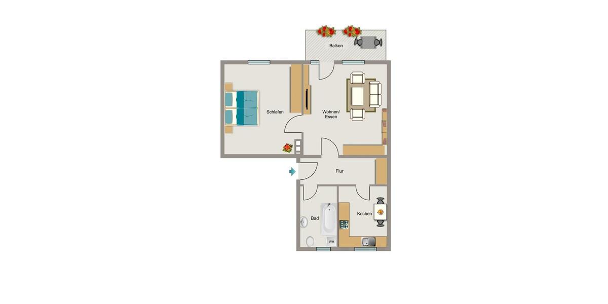 Etagenwohnung Dortmund Innenstadt Nord - 2.5 Zimmer, 51 m&sup2;, 381&euro; | Angebot:26683846