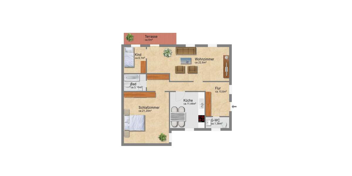 3 Zimmer-Wohnung mit separatem Eingang und Terrasse *ab sofort verfügbar* - Erdgeschoßwohnung Magdeburg Sudenburg | Angebot:10983283