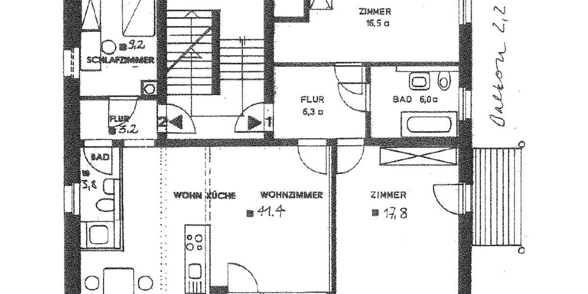 4-Raum-Wohnung mit Balkon, 2 Bädern, Wanne, Garten 4 zimmer