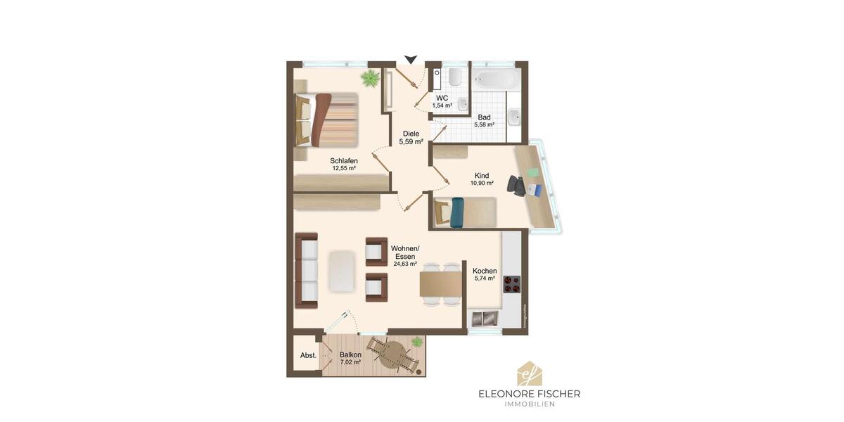 Etagenwohnung Nördlingen - 3 Zimmer, 74 m&sup2;, 799&euro; | Angebot:26167017