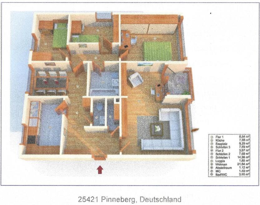 Exklusive, gepflegte 4-Raum-Wohnung mit EBK in Pinneberg zimmer