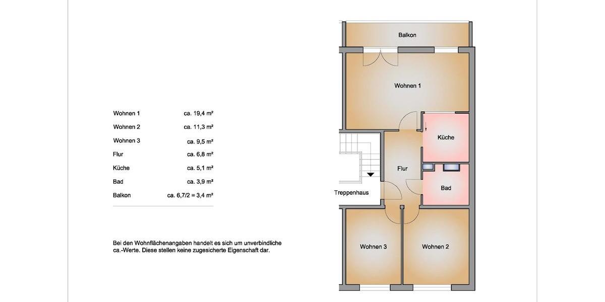 Etagenwohnung Jacobsdorf - 3 Zimmer, 59 m&sup2;, 392&euro; | Angebot:26695159