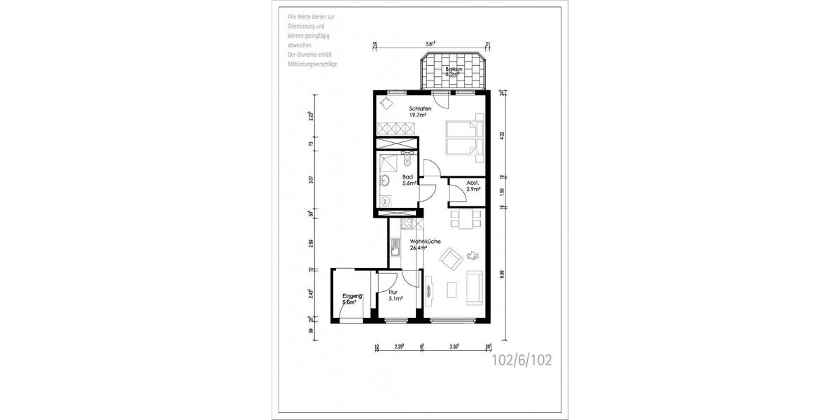 Etagenwohnung Oschersleben (Bode) - 2 Zimmer, 62 m&sup2;, 403&euro; | Angebot:26266517