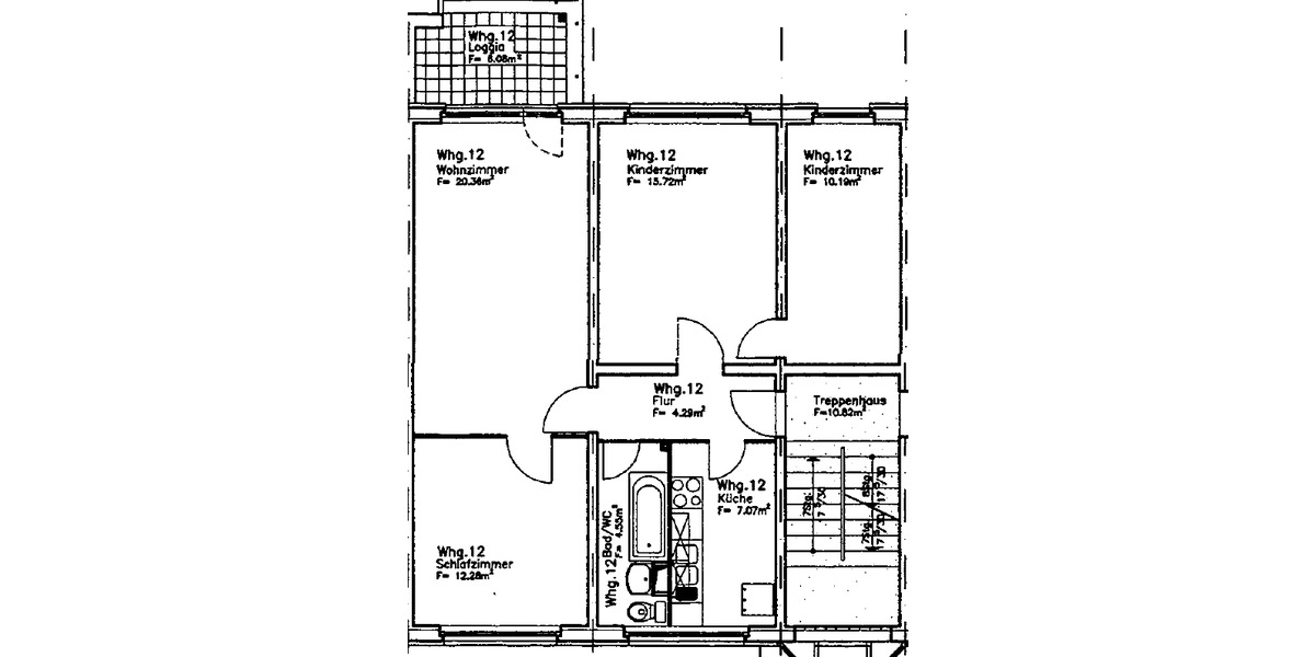 Etagenwohnung Neubrandenburg Carlshöhe - 5 Zimmer, 78 m&sup2;, 534&euro; | Angebot:25750669