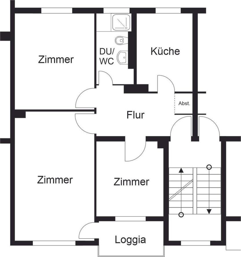 3 Zimmer mit Balkon - mit modernisiertem Bad