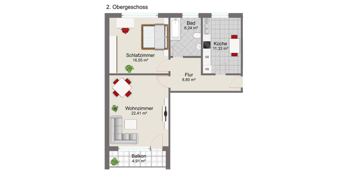 Etagenwohnung Bremerhaven - 2 Zimmer, 66 m&sup2;, 560&euro; | Angebot:26646273