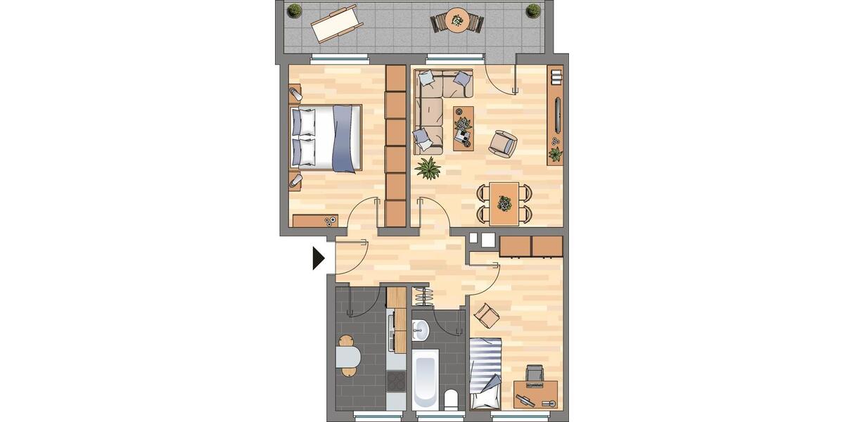 Erdgeschoßwohnung Hambühren - 3 Zimmer, 65 m&sup2;, 569&euro; | Angebot:26638048