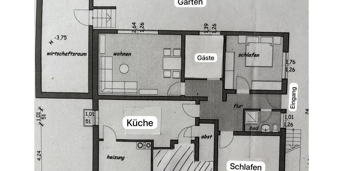 Etagenwohnung Gummersbach - 4 Zimmer, 90 m&sup2;, 950&euro; | Angebot:26051062